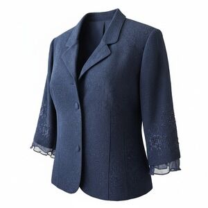 Plaza South Women Blazer Beaded Floral Paisley Jacquard Classic Workwear 14P